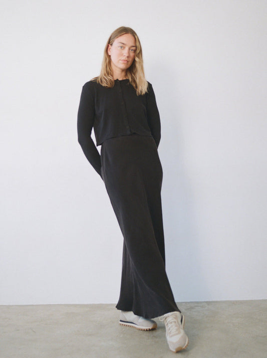 Harper Cupro Maxi Skirt in Black
