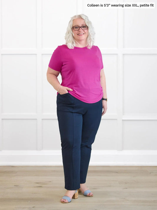 Christal Pintuck Pants in Navy