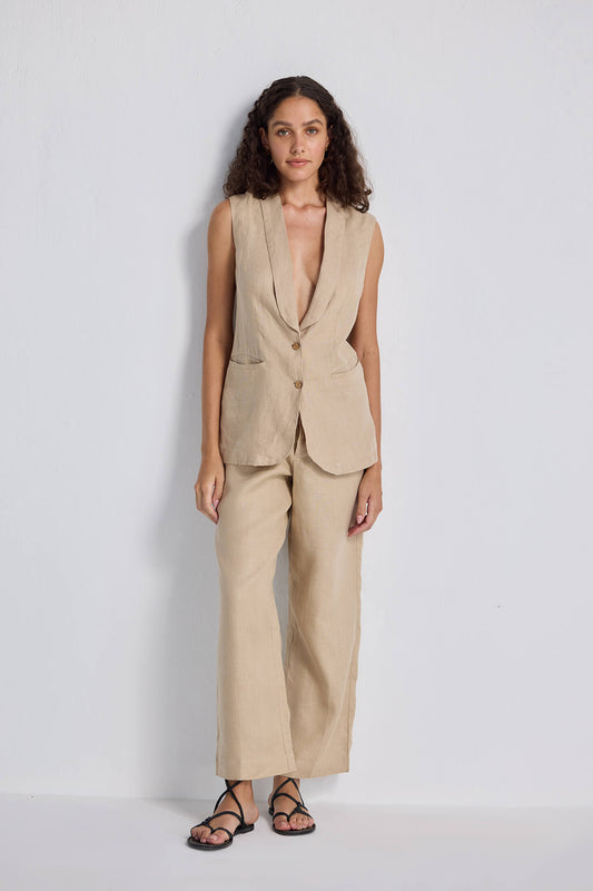 Hemp Wide Leg Pants in Natural Beige