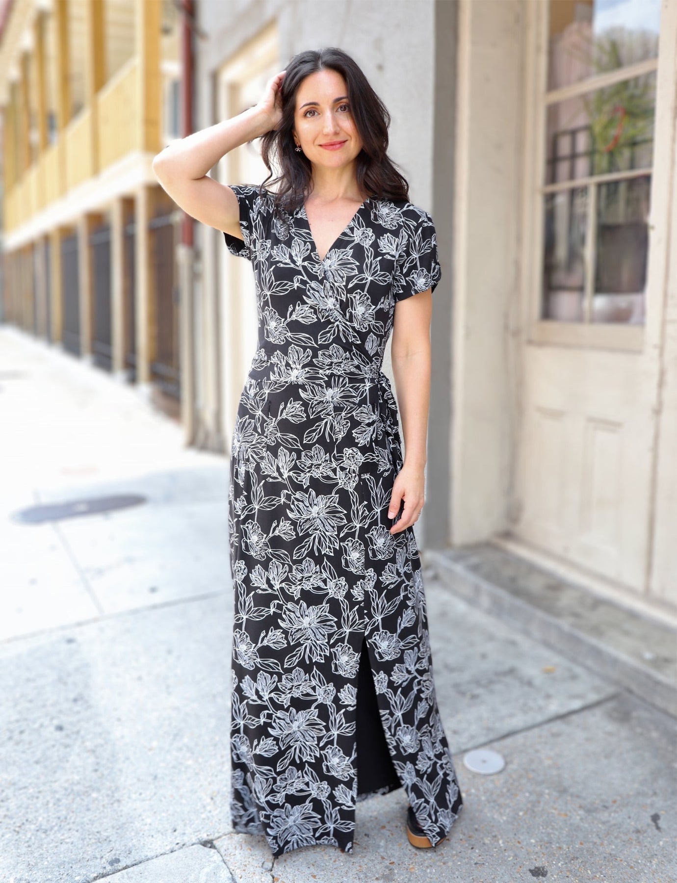 Obsidian Magnolia Organic Black and White Maxi Dress M