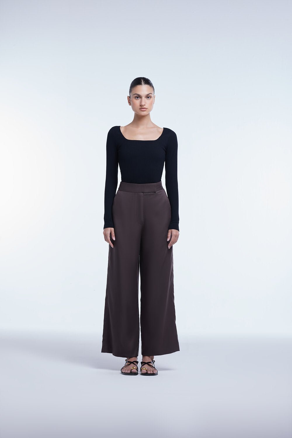Relaxed Tencel Wide Leg Cropped Pants in Coffee Brown – Sensibly