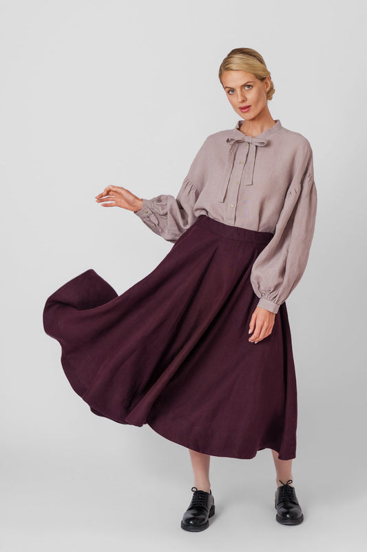Linen Classic Skirt in Royal Grape
