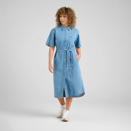 Ripa Cotton Denim Shirt Dress