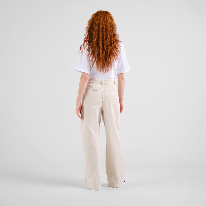 Vickeleby Organic Cotton Corduroy Pleated Trousers in Off-White
