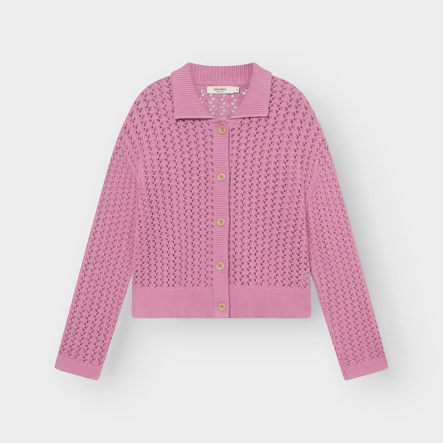 Rosendal Crochet Organic Cotton Knitted Cardigan in Black