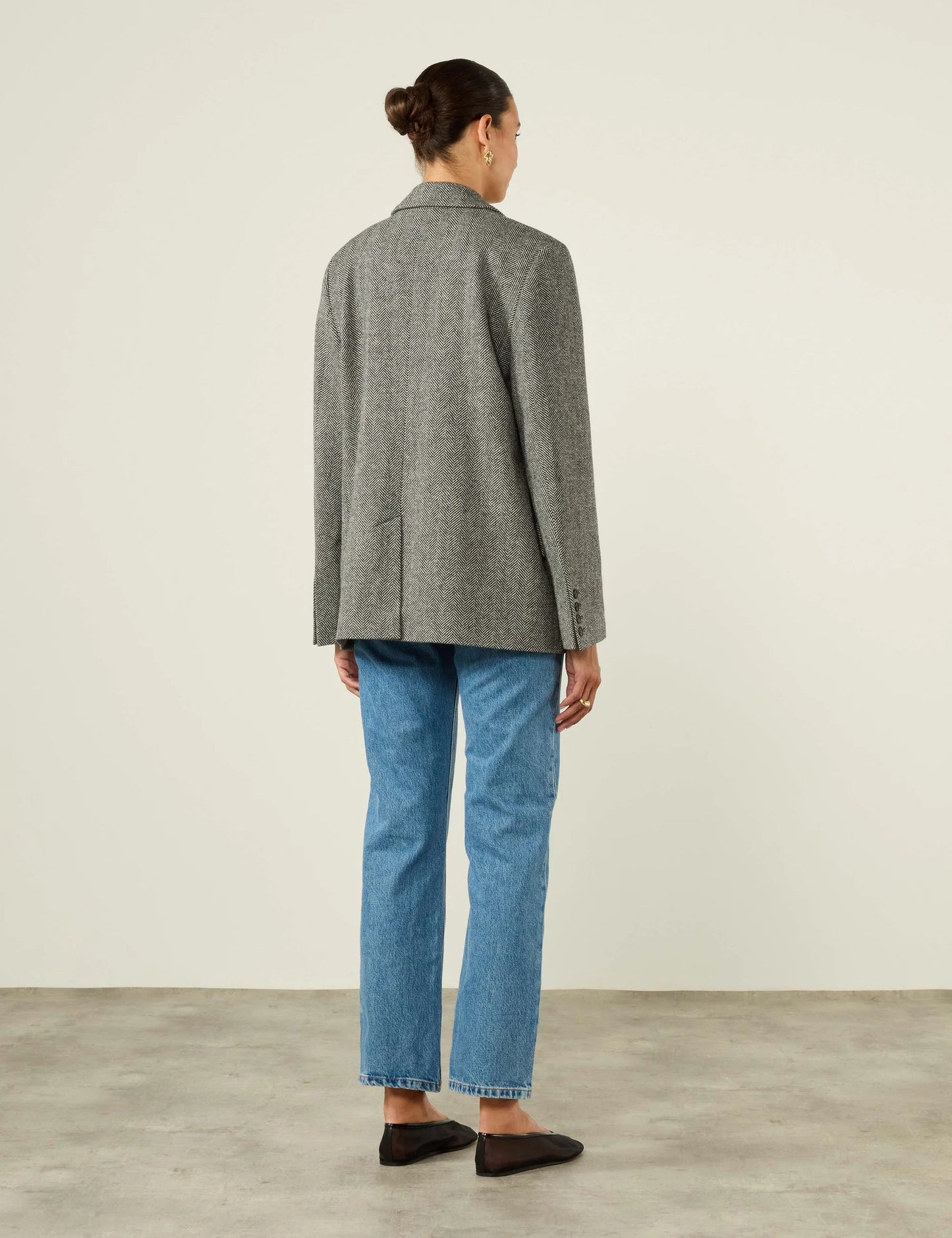 Wool Hutton Blazer in Heringbone Grey