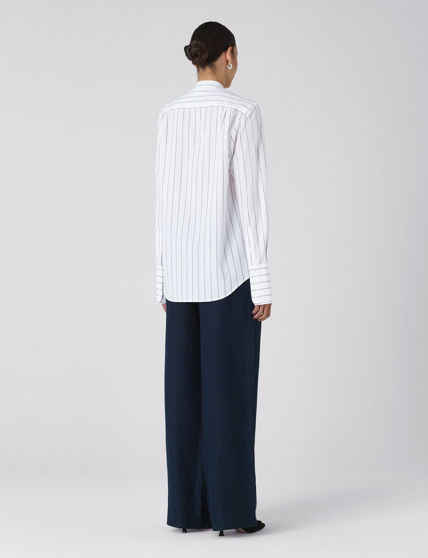 Boyfriend Bowtie Button Down Shirt in Blue and White Stripe