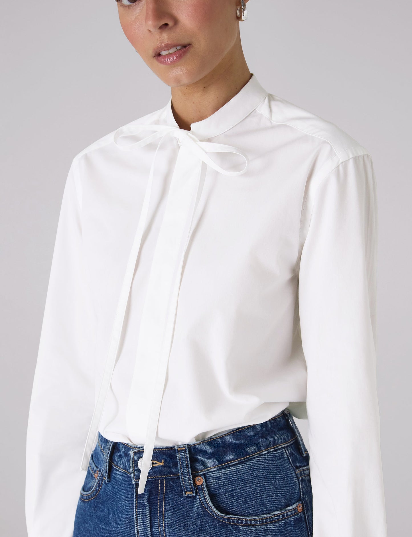 Boyfriend Bowtie Button Down Shirt in White
