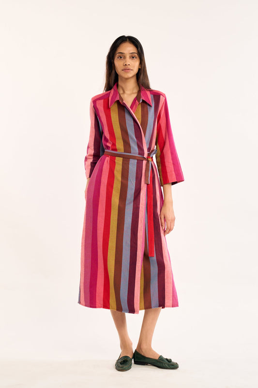 Stella Cotton Wrap Dress in Margo Stripe