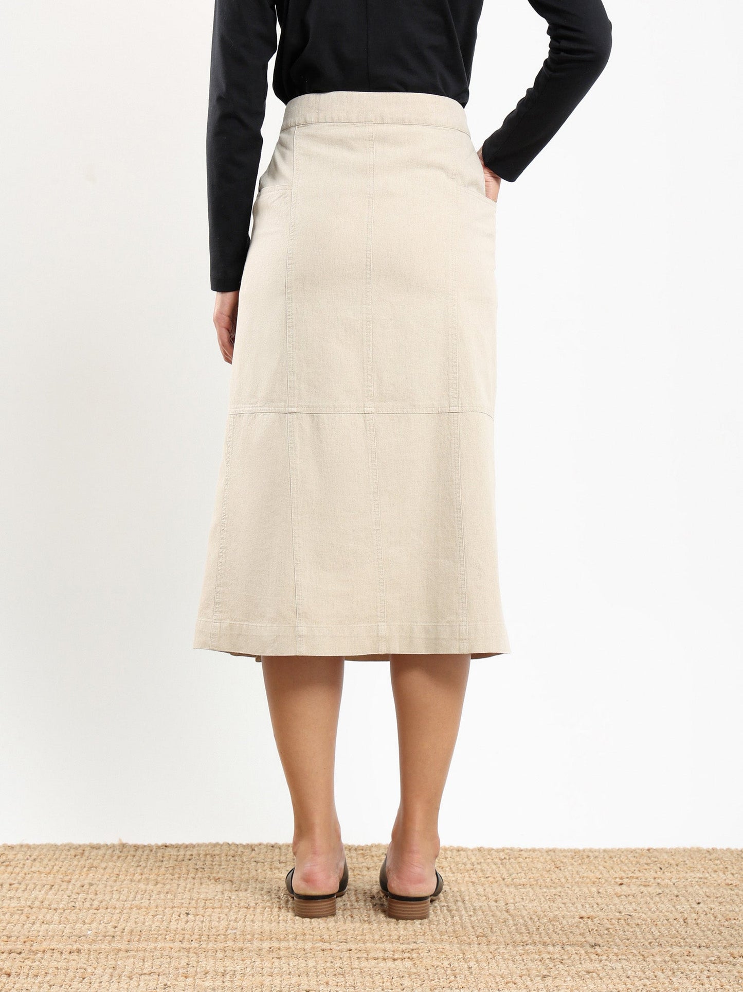 Nour Side Button Up Skirt in Nile Silt