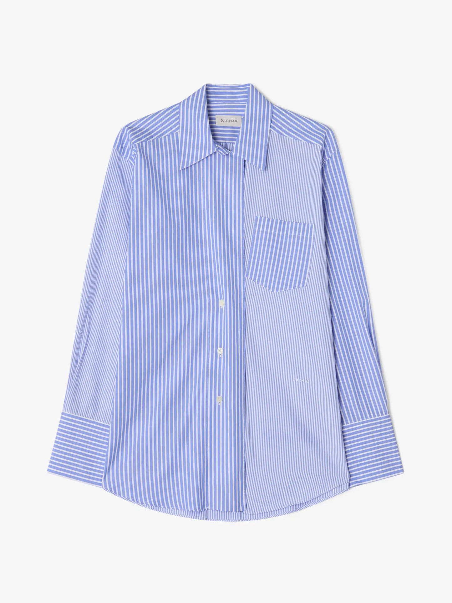Asymmetric Organic Cotton Striped Shirt in Blue