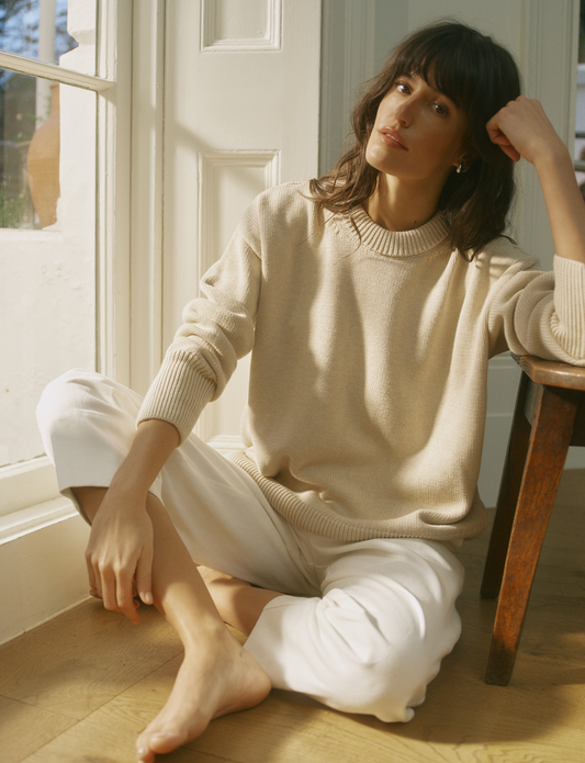 Cornwall  Cotton Jumper in Oatmeal