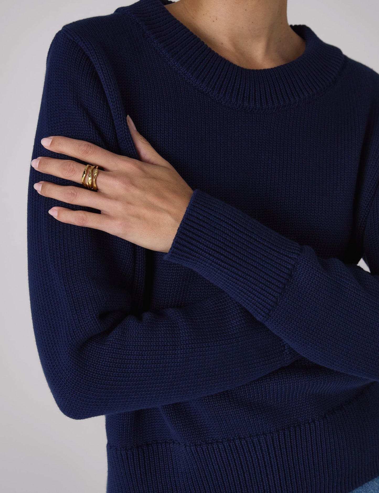 Devon Cotton Jumper in Green Stripe