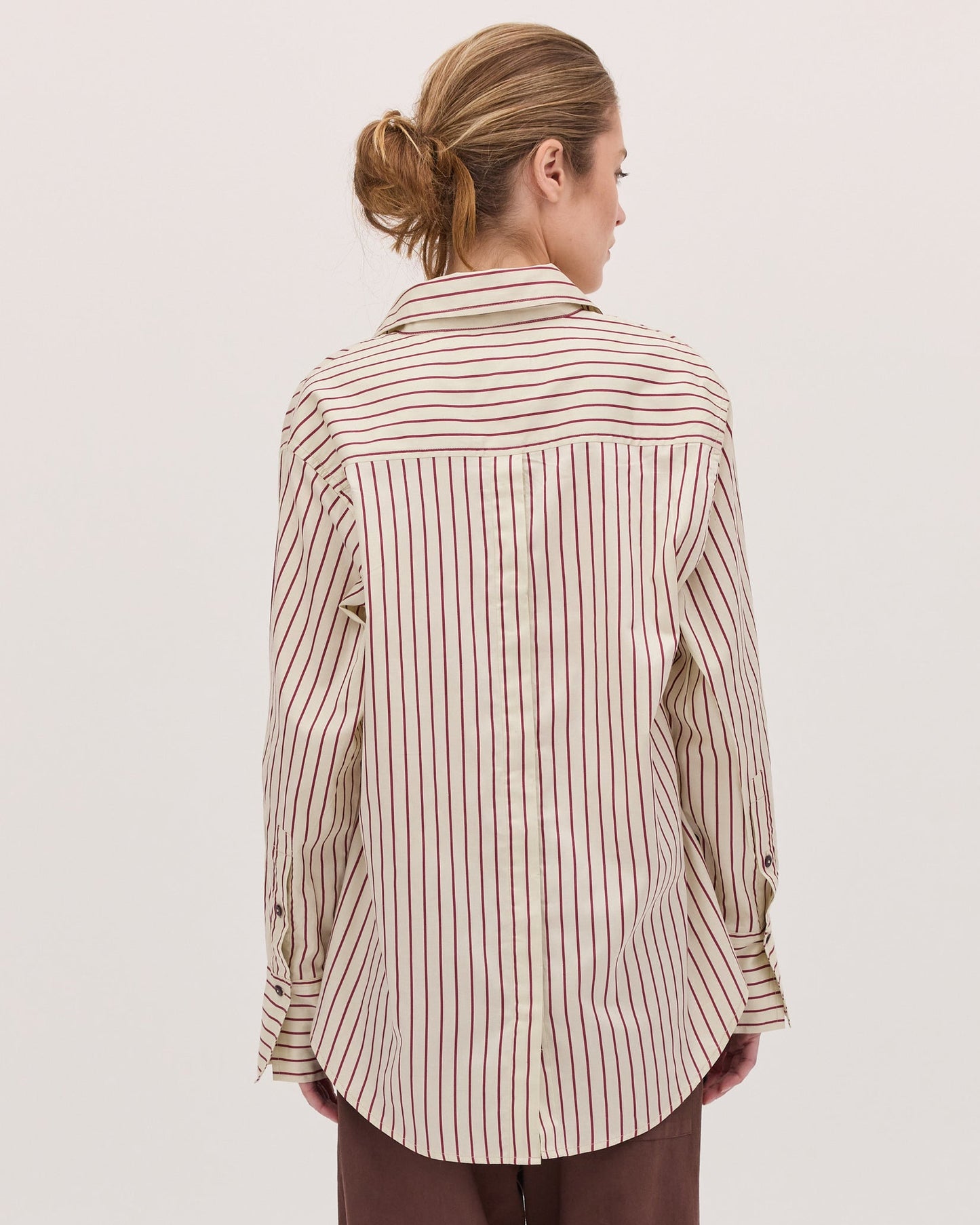 Split Back Shirt Mahogany Stripe