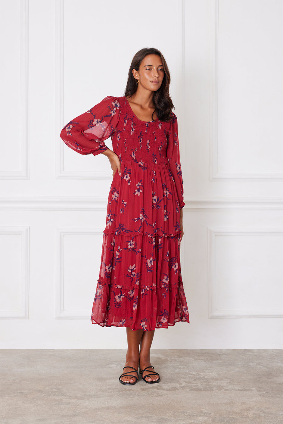 cranberry midi dress Elodie Tie Wrap Midi Dress