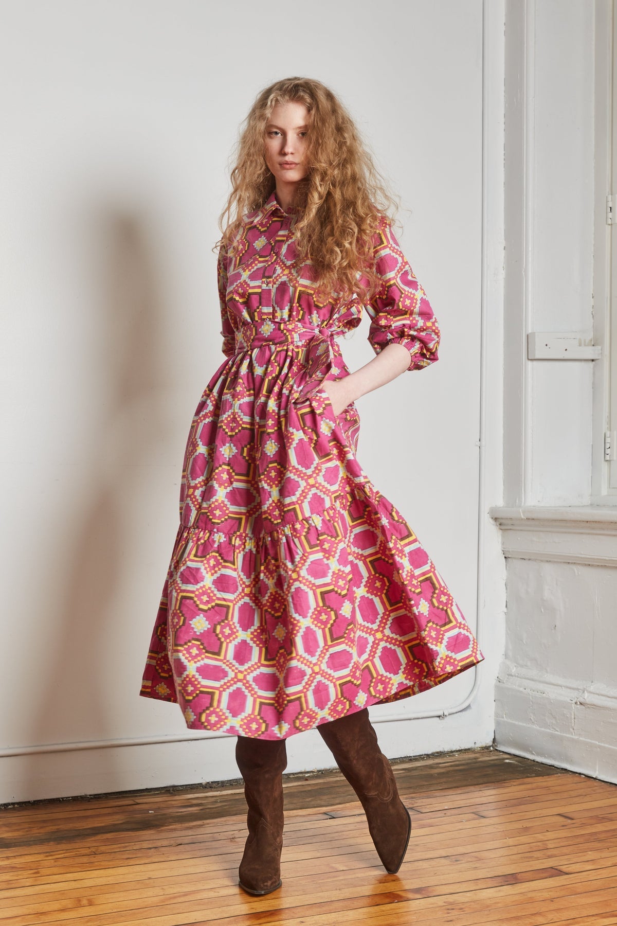 Laurie Dress in Courtyard Berry Print