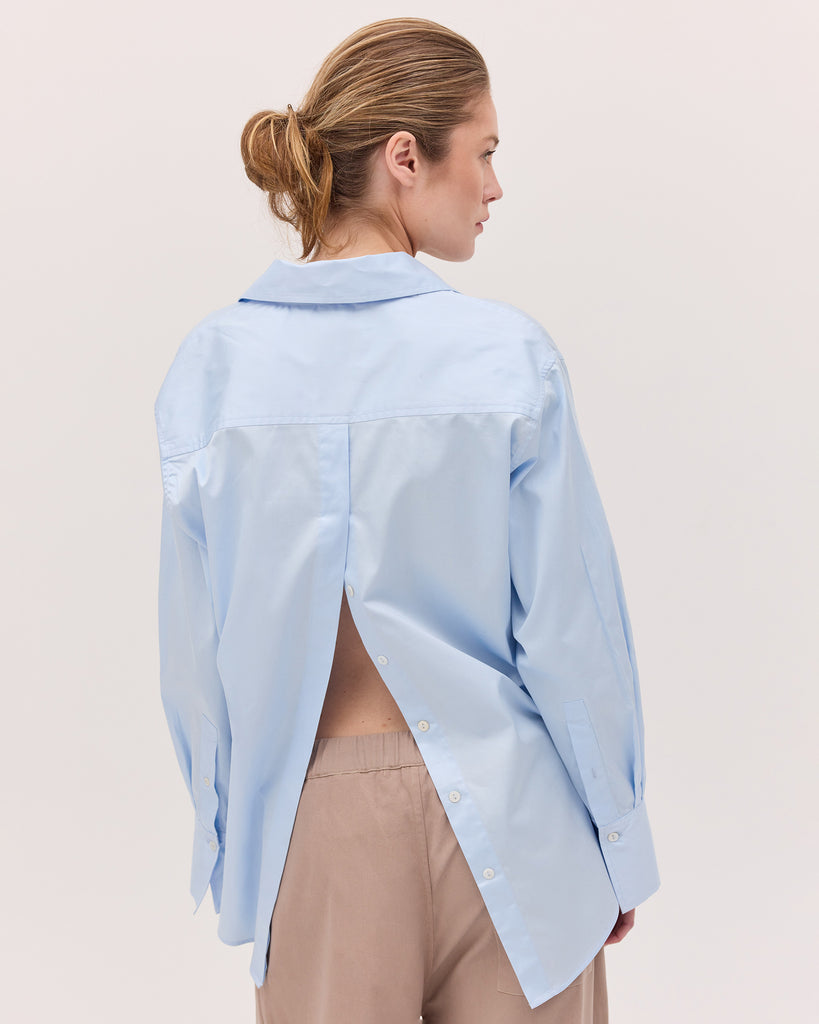 Split Back Shirt Sky Blue