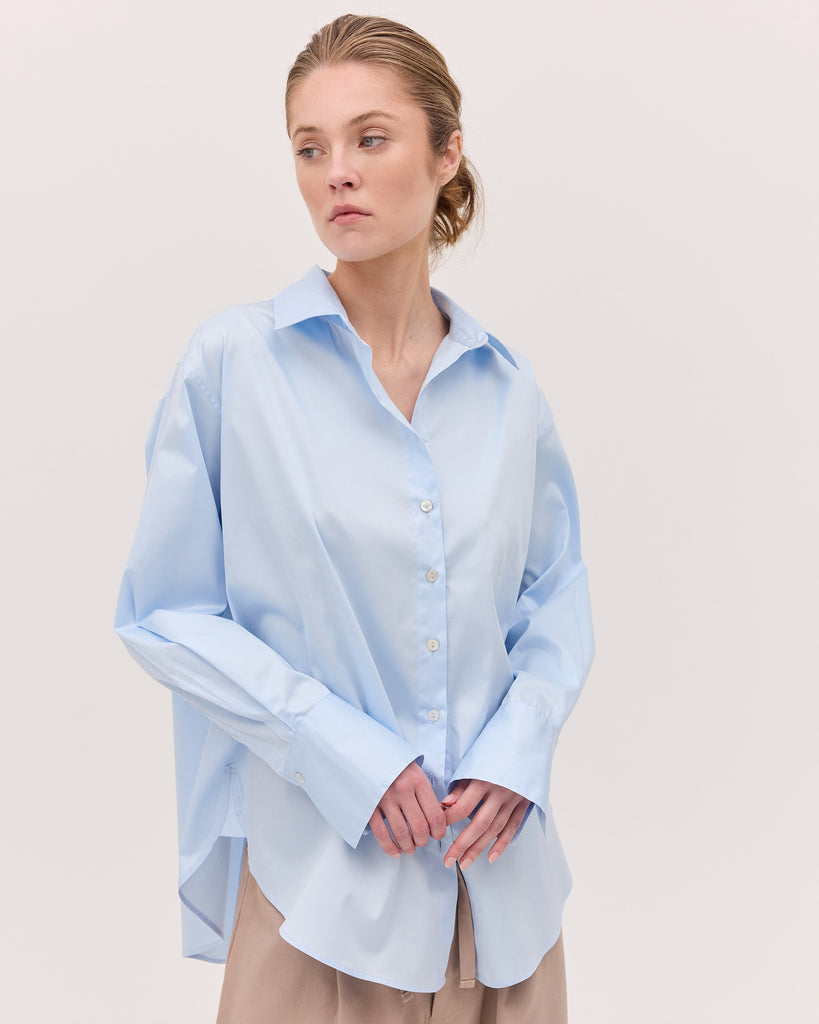 Split Back Shirt Sky Blue