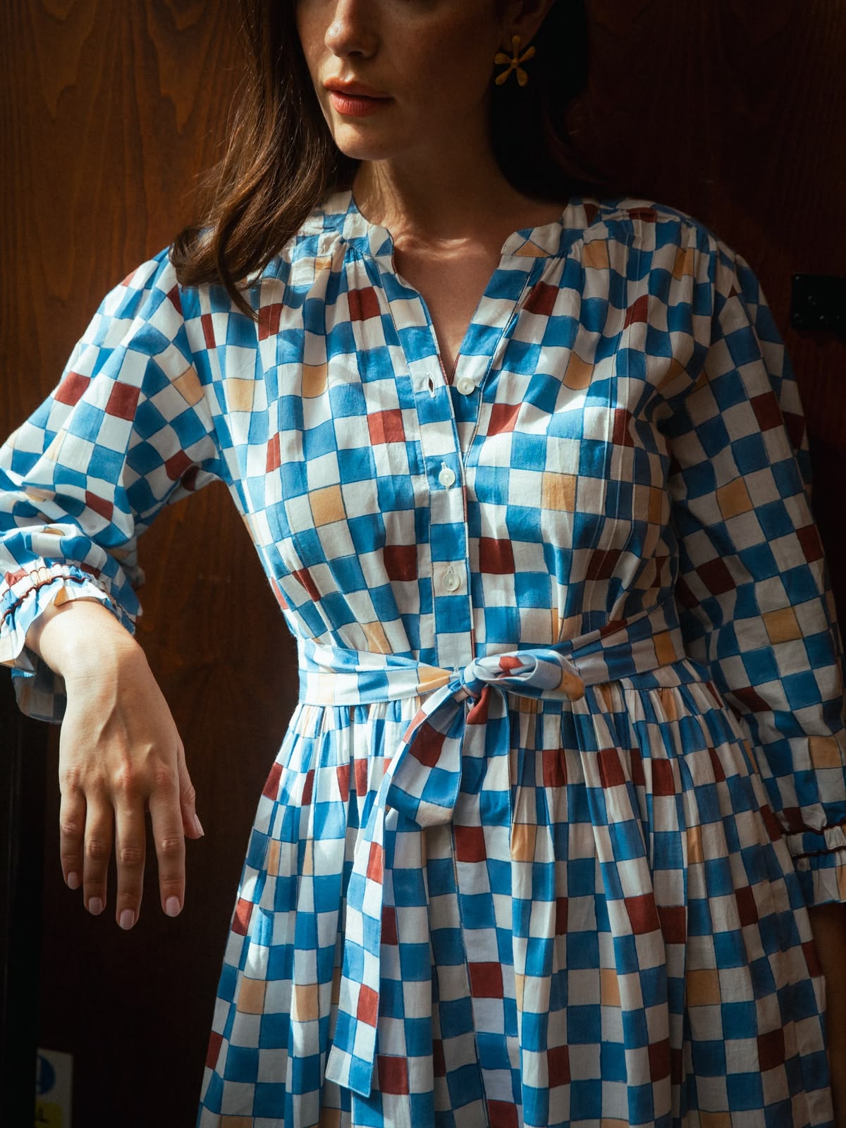 Colette Cotton Dress in Chequers