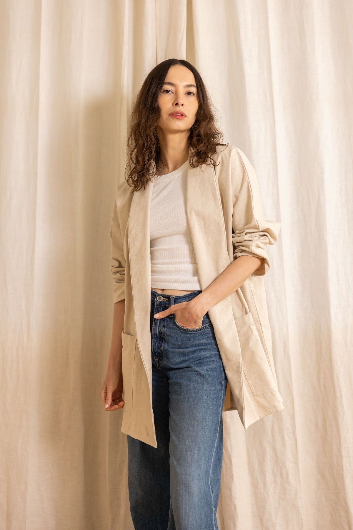 Parul Cotton Canvas Long Line Jacket
