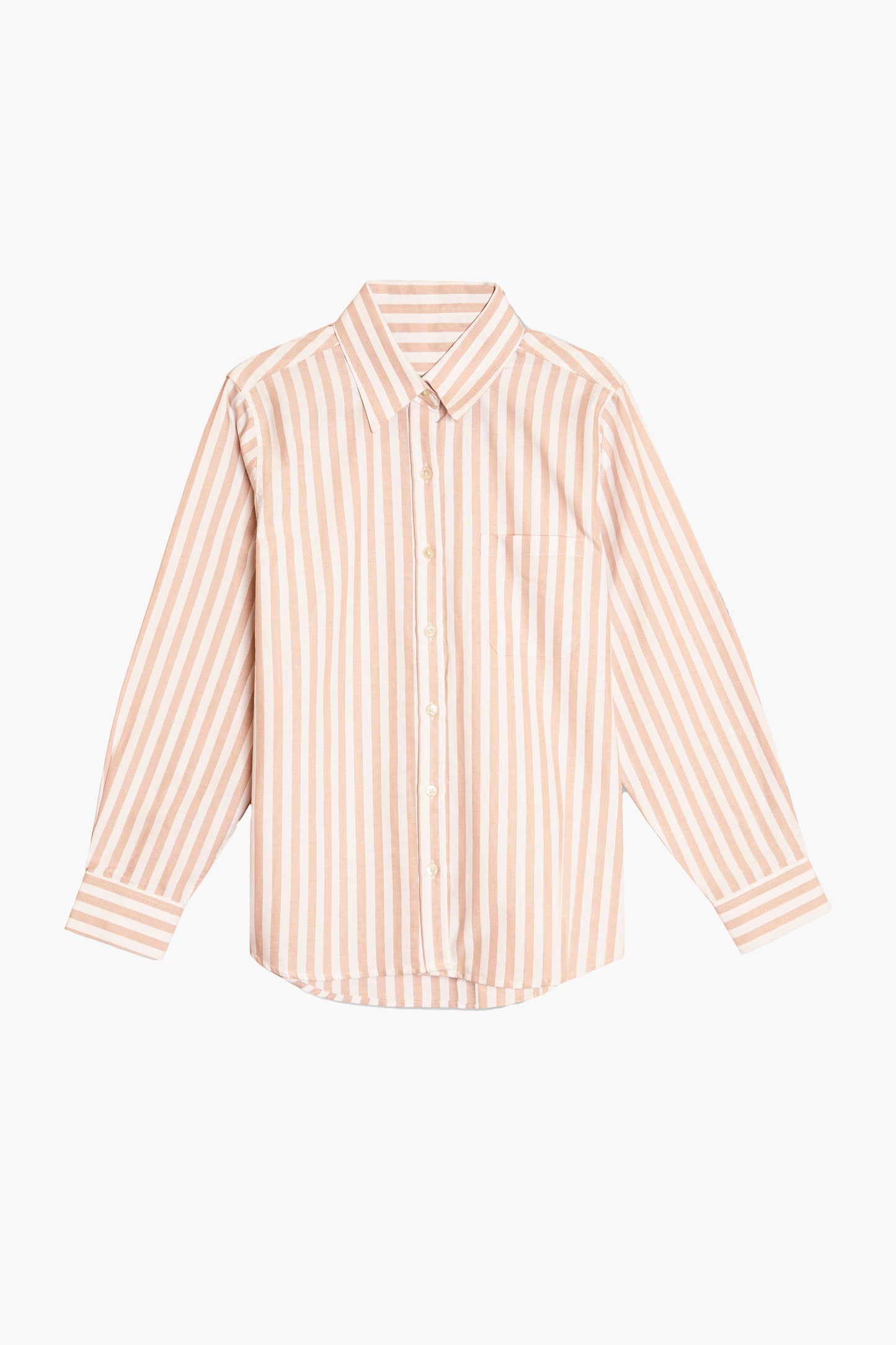 Asim Oxford Button Up in Beige Stripe
