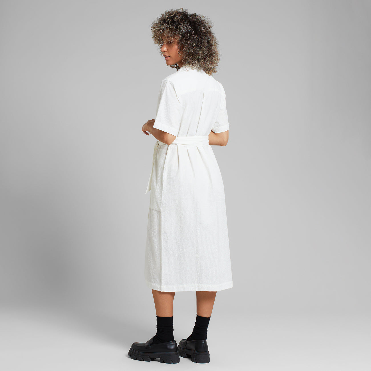 Oreffors Organic Cotton Tied Shirtdress in White