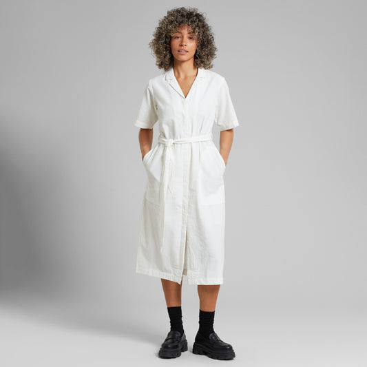 Oreffors Organic Cotton Tied Shirtdress in White