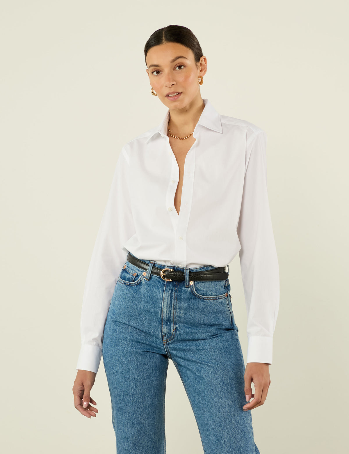 Boyfriend Fine Organic Cotton Solid Button Down Shirt in Chocolate Brown