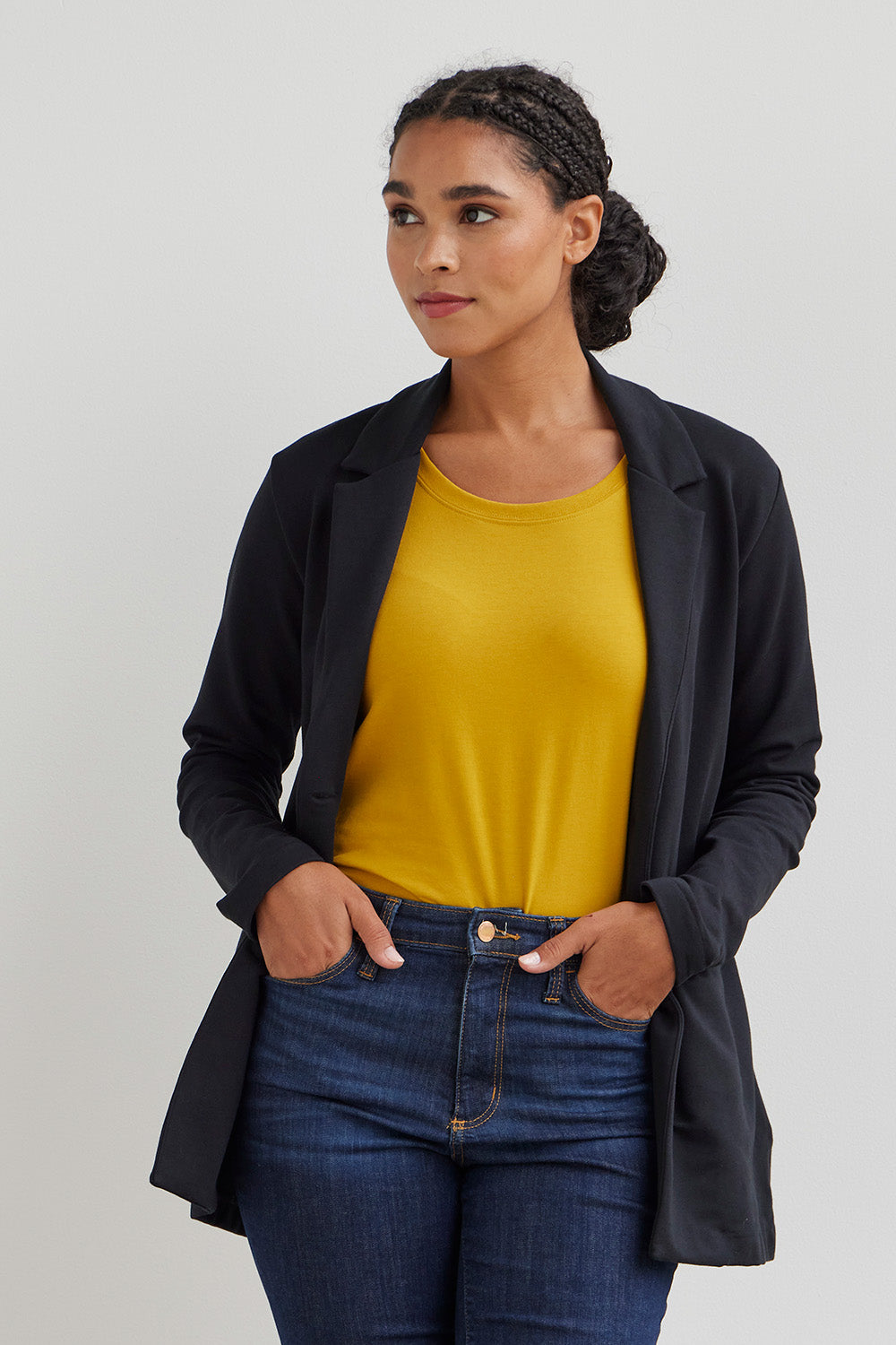 Relaxed Organic Cotton Knit Blazer