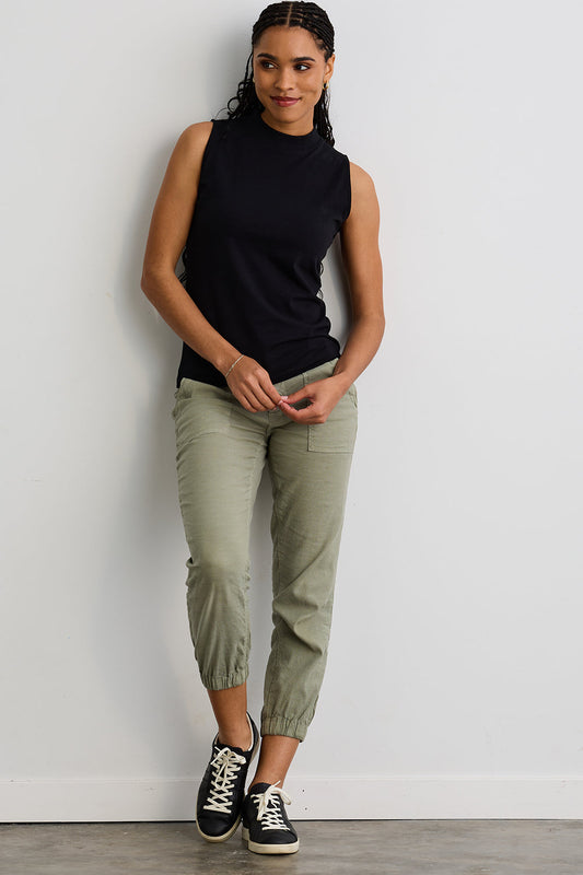 Organic Cotton Sleeveless Mock Neck Top in Black