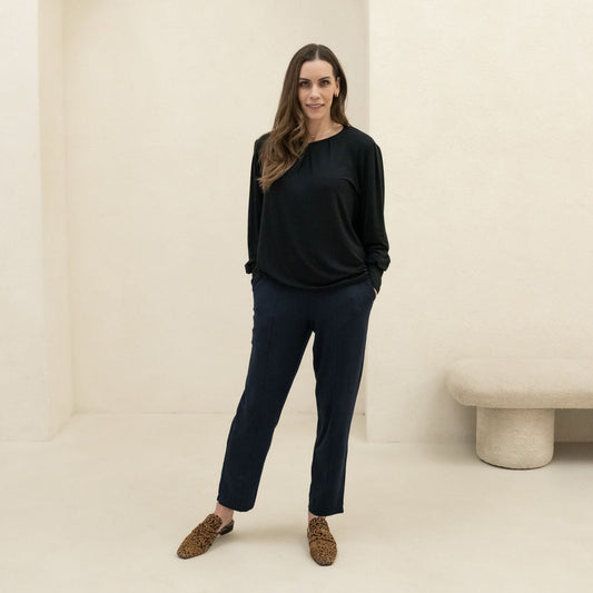 Comfy Modal Blouson Top in Black