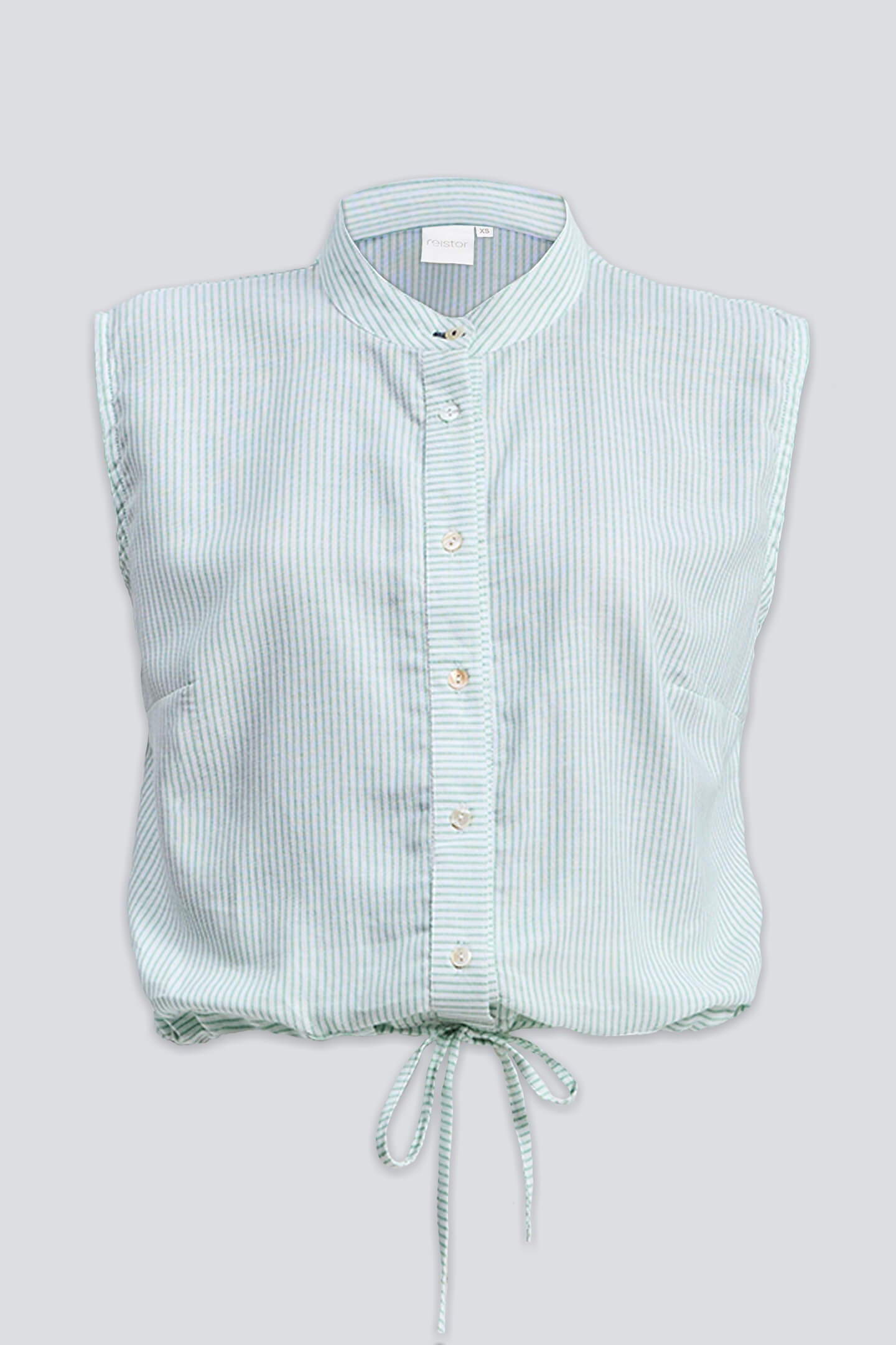 Button Down Shirt with Drawstring Waist in Light Green