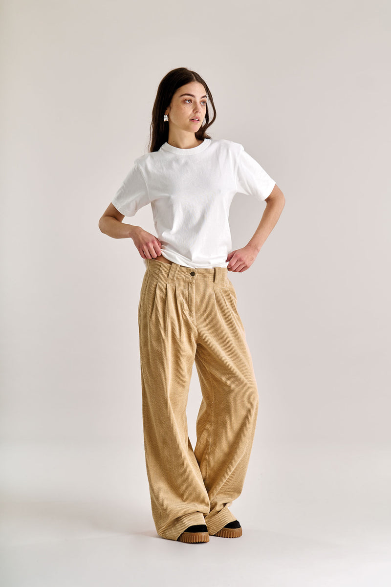 Lola Organic Cotton Cord Trouser in Olive Green