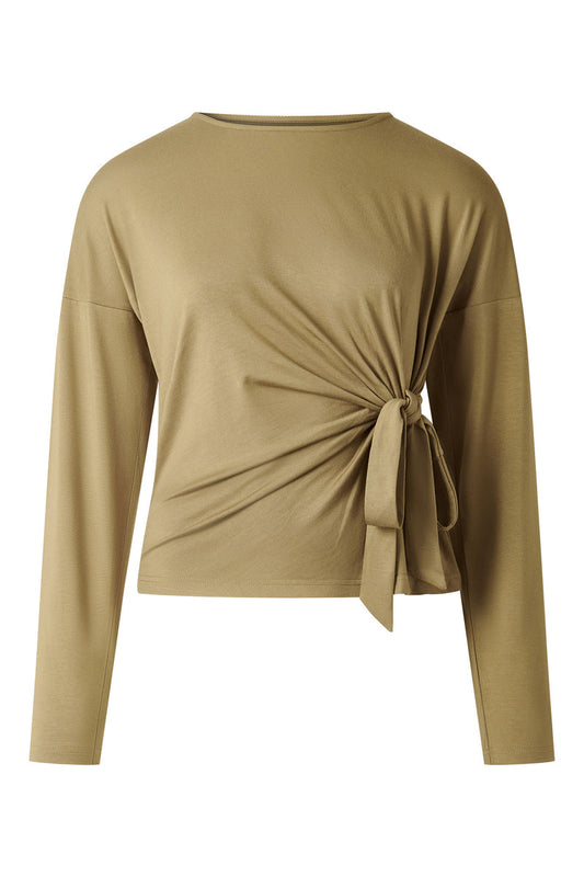 Fox Modal Asymmetric Tie Top in Olive Green