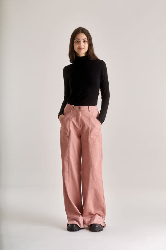 Organic Cotton Rose Trouser in Dusky Pink