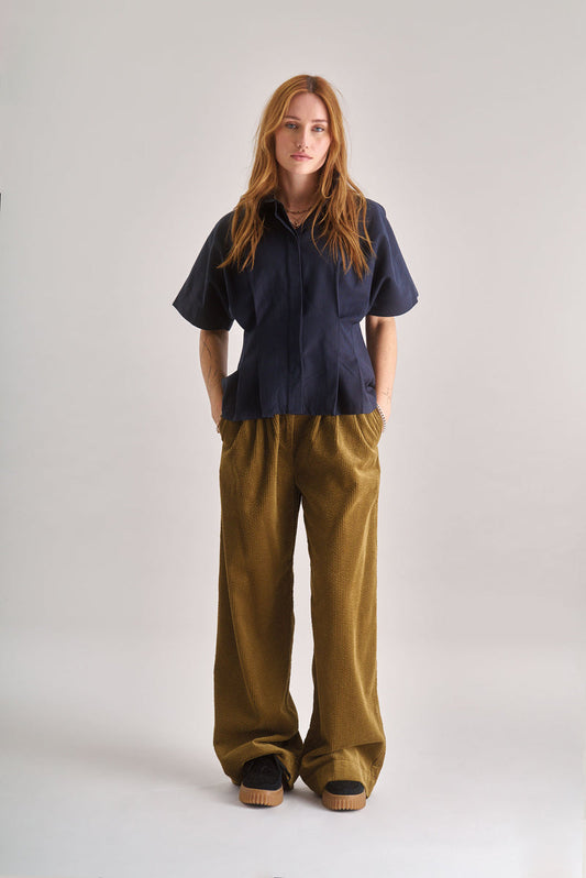 Lola Organic Cotton Cord Trouser in Olive Green