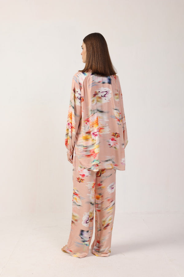 Carina Palazzo Pants in Flower Blur Print