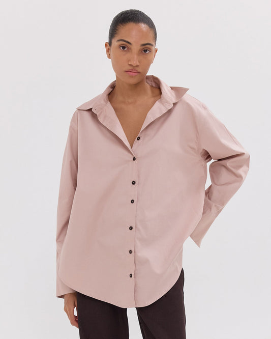 Split Back Shirt in Lotus Pink