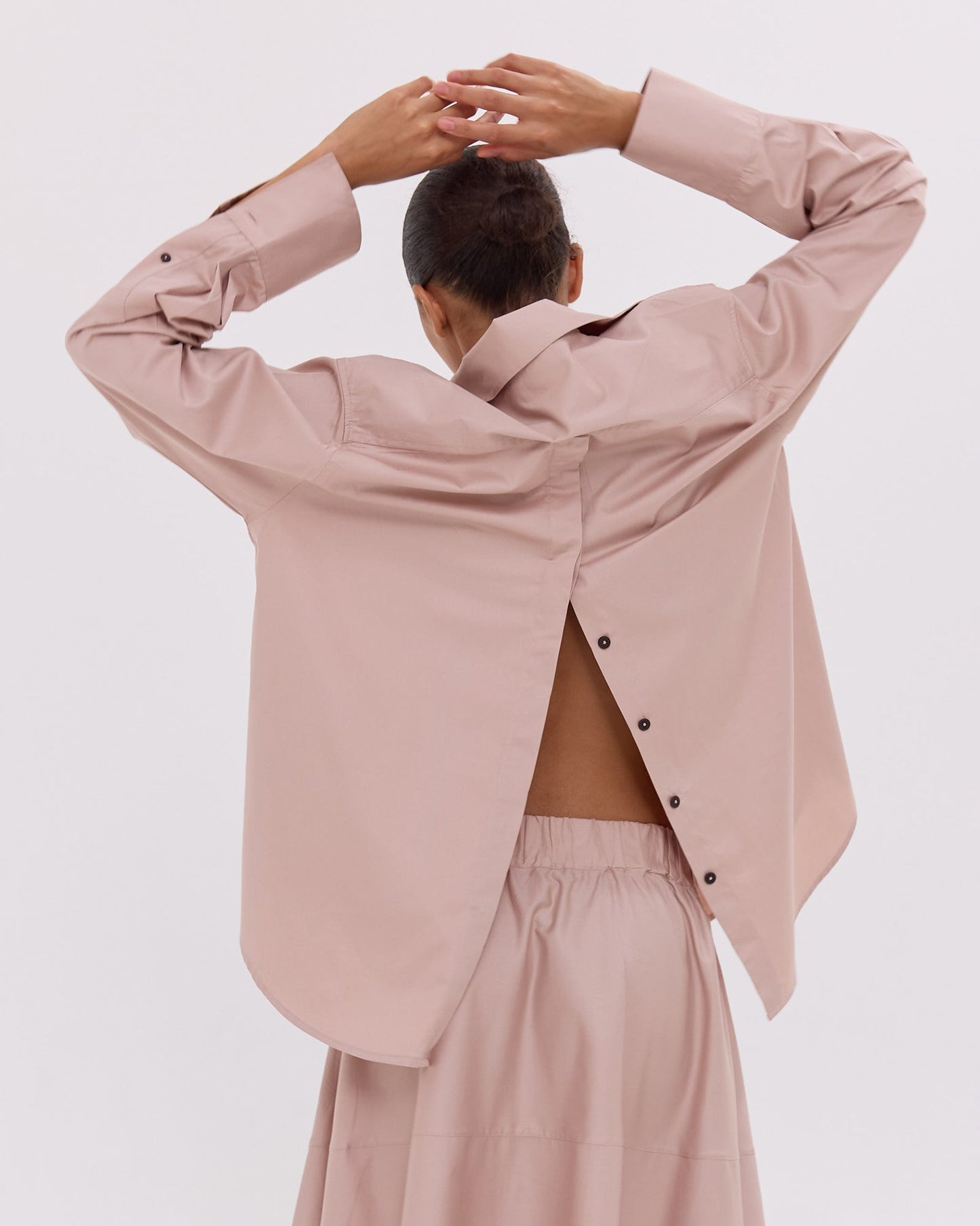 Split Back Shirt in Lotus Pink