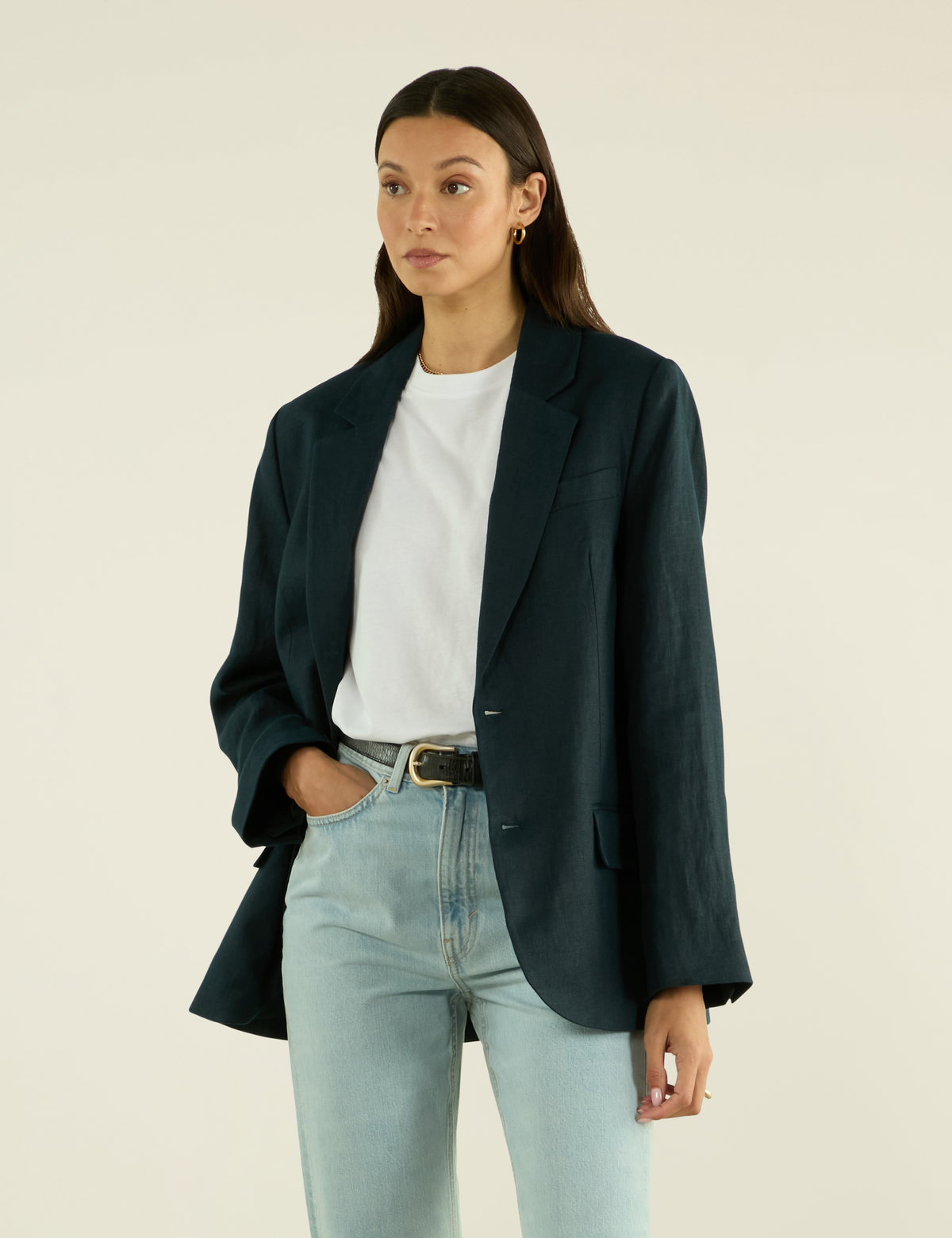 Ivory Linen Hutton Blazer