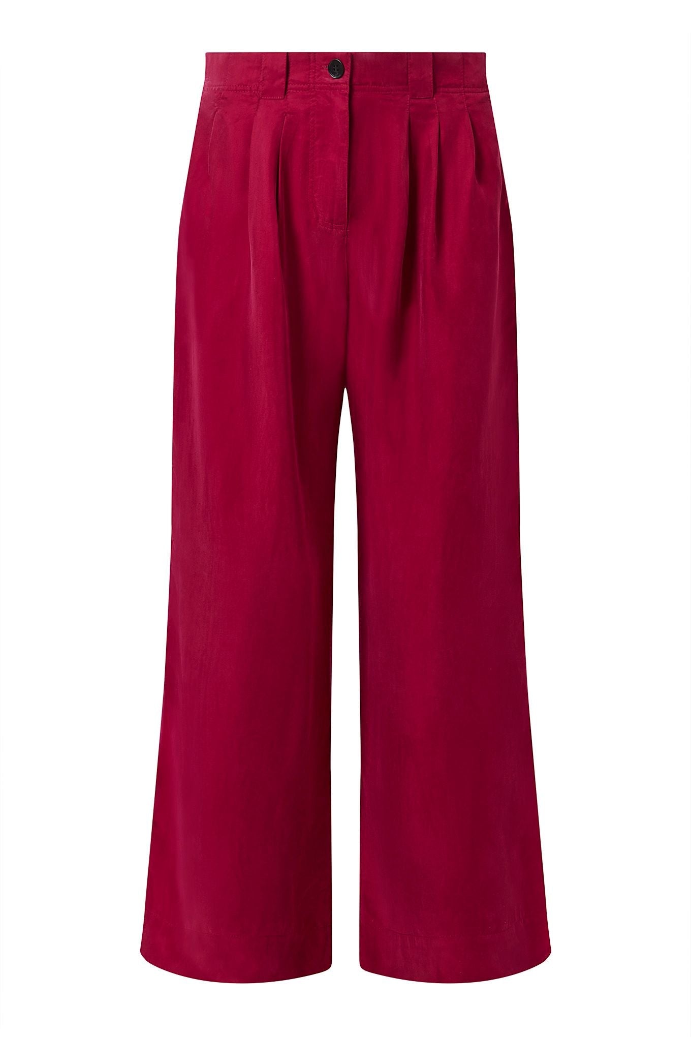 Cupro Berry Wide Leg High Waist Pleated Trouser
