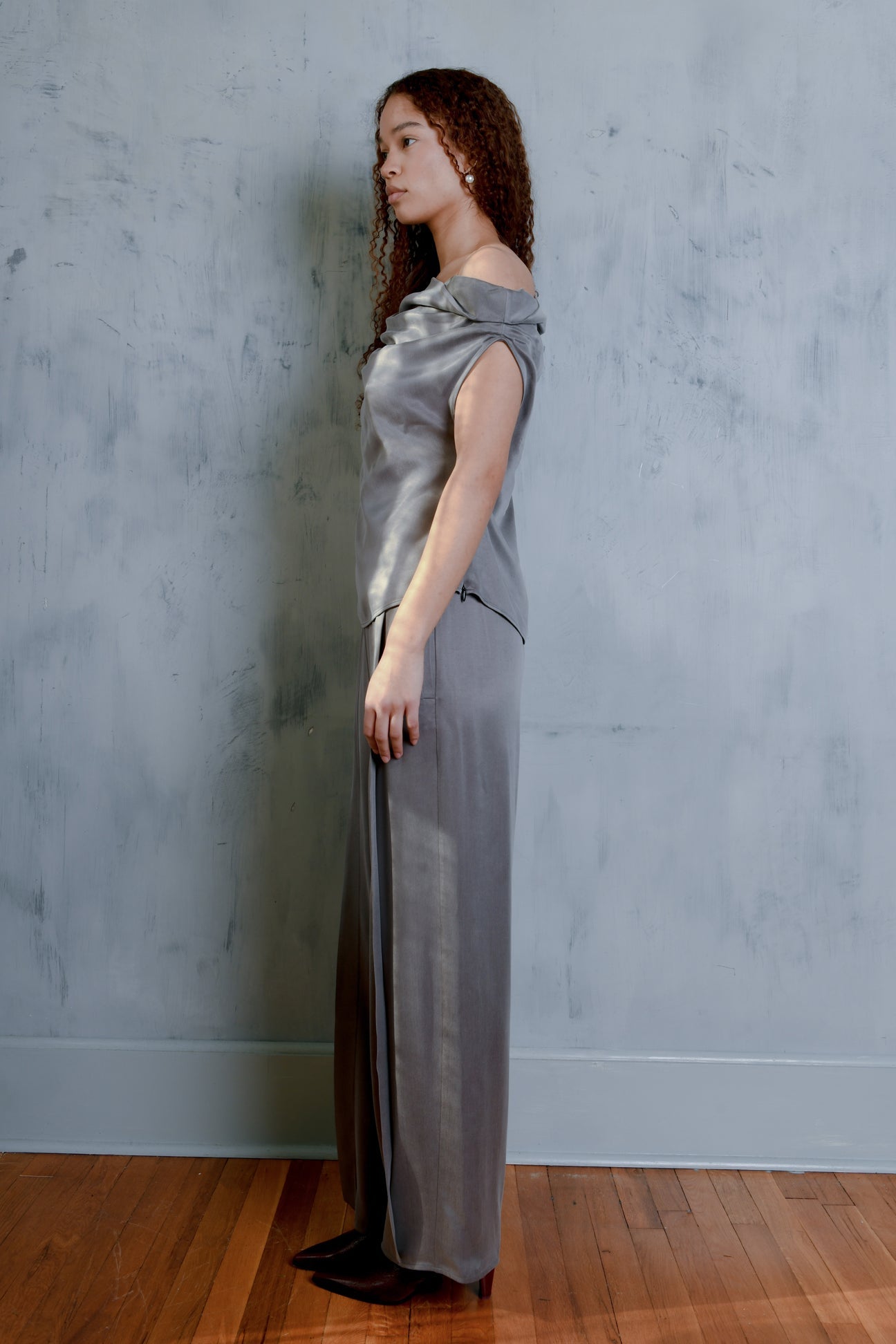 Solange Cupro Draped Top - Graphite