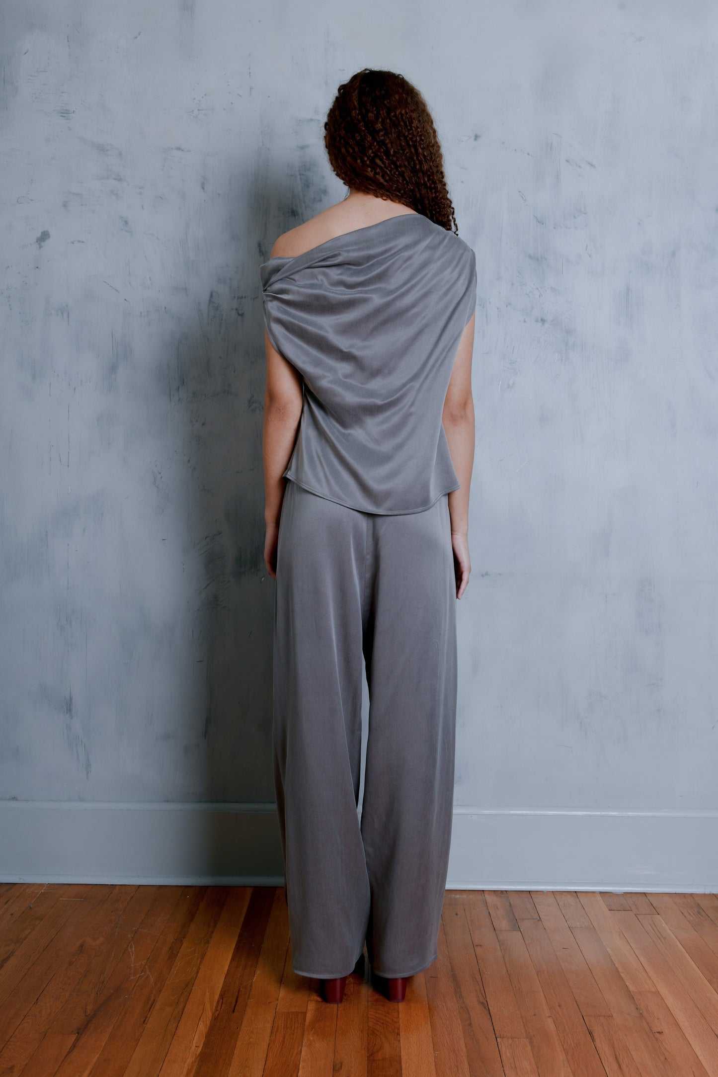 Solange Cupro Draped Top - Graphite