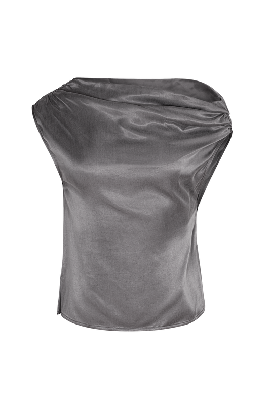 Solange Cupro Draped Top - Graphite