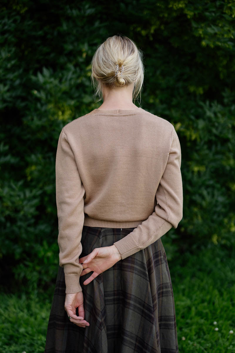 Elaine – Merino Wool Cardigan in Charcoal Grey
