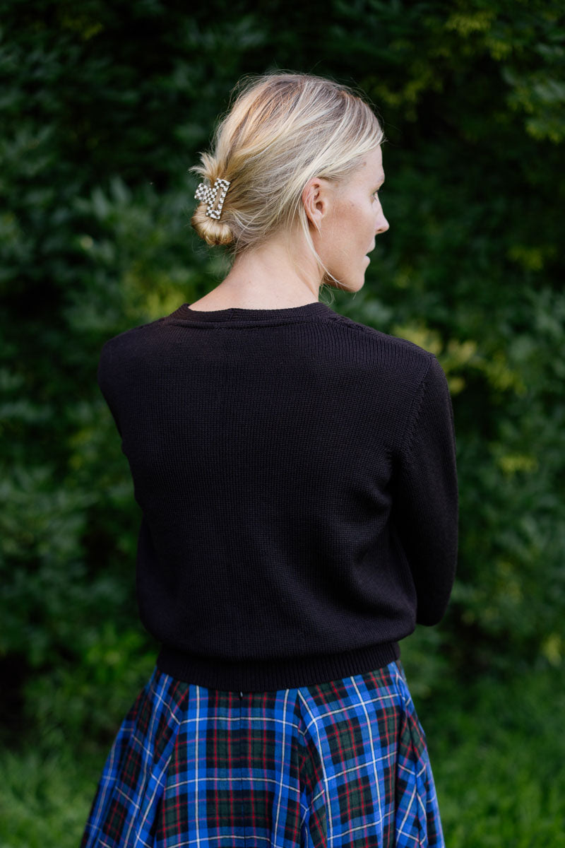 Elaine – Merino Wool Cardigan in Charcoal Grey