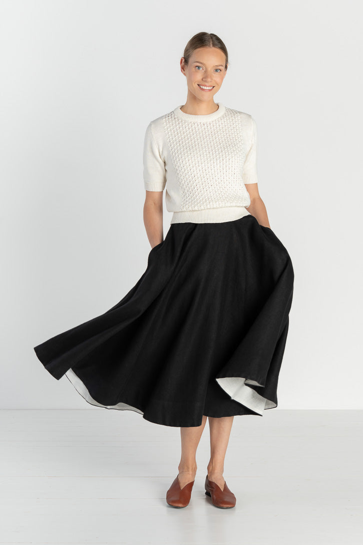 Linen Classic Skirt in Royal Grape