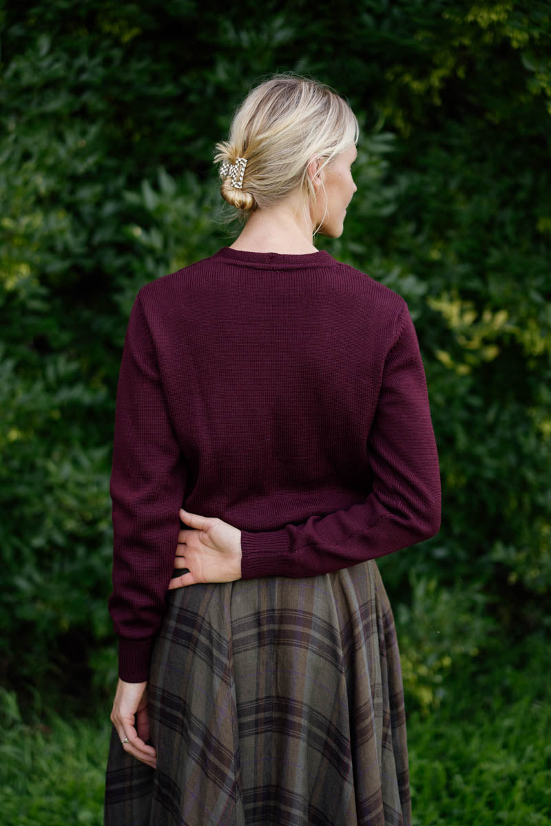Elaine – Merino Wool Cardigan in Charcoal Grey