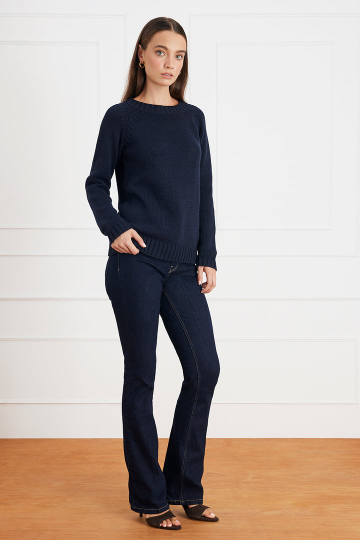 Aspen Cotton Crewneck Sweater in Black