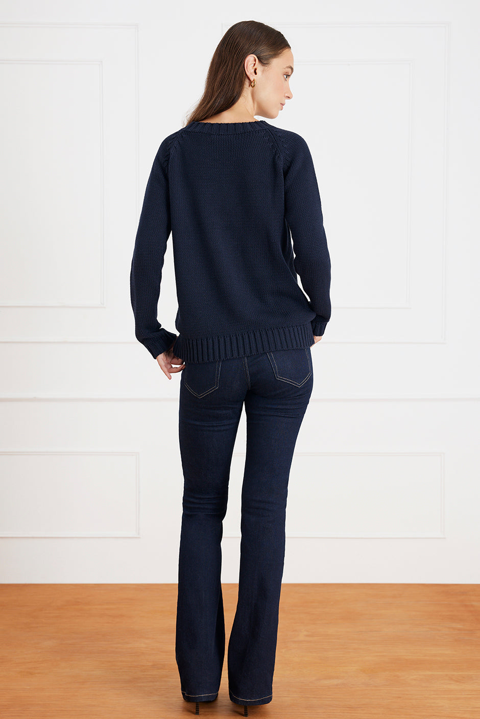 Aspen Cotton Crewneck Sweater in Black